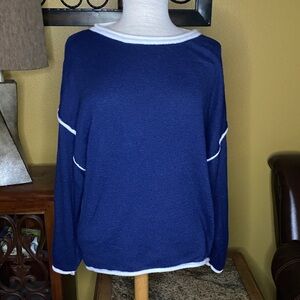 Navy Sweater with White Trim‼️